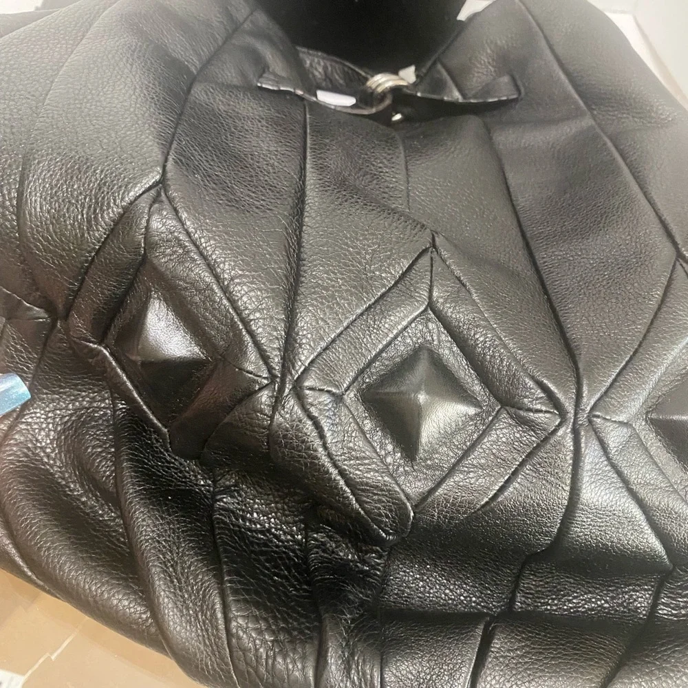 Elliott Lucca Black Leather Hobo Bucket Bag